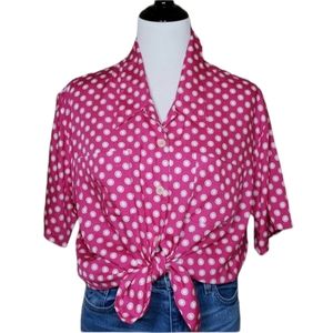 Vintage Esprit Polka Dot Shirt Pink White Size Medium